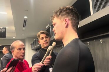 Los Angeles Kings defenseman Mikey Anderson talks about the Kings beating the New York Islanders