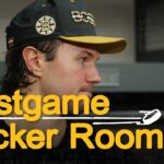 Pavel Zacha, Jeremy Swayman, and Andrew Peeke talk after 3-2 OT L @ MTL