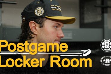 Pavel Zacha, Jeremy Swayman, and Andrew Peeke talk after 3-2 OT L @ MTL