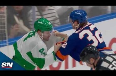 Maple Leafs' Rielly Drops The Mitts With Islanders' MacLean