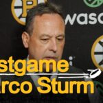 Marco Sturm talks after Bruins fall 3-2 in OT @ MTL