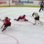 David Pastrnak scores a goal against the New Jersey Devils