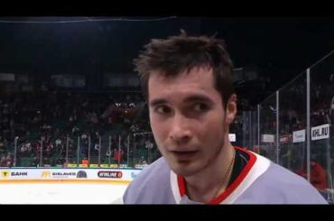 Артемий Князев после 2-го периода матча с ХК «Ак Барс». 64-й тур КХЛ-25/26