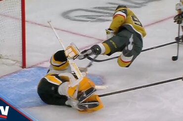 Mitch Marner Goes Airborne To Tuck Home Goal