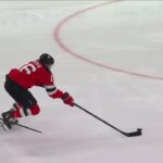 Connor Brown scores a goal against the Boston Bruins