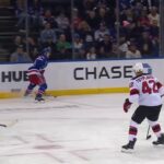 Conor Sheary scores a goal against the New Jersey Devils
