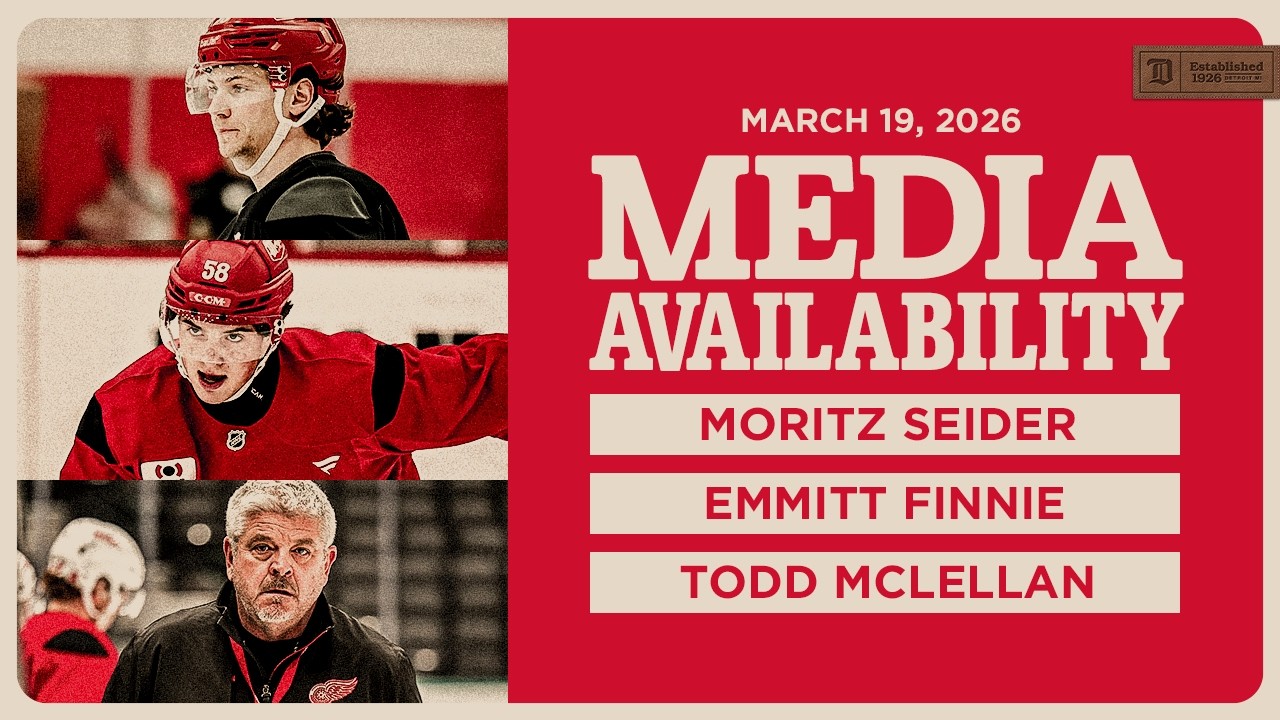 Moritz Seider, Emmitt Finnie, Todd McLellan Morning Skate Media | March 19, 2026