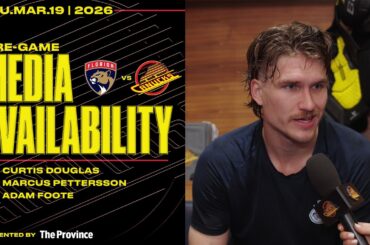 Curtis Douglas, Marcus Pettersson & Adam Foote Pre-Game Media | Canucks vs. Lightning (Mar 19, 2026)