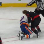 Ridly Greig Drops 🥊 Gloves 🥊 With Brayden Schenn