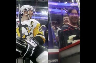 Sidney Crosby letting this Canes fan hear it after going on the power play 😆