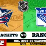 🔴LIVE : New York Rangers Vs Columbus Blue Jackets | NHL 2026 | NHL Live SCOREBOARD