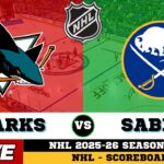 🔴LIVE : Buffalo Sabres Vs San Jose Sharks | NHL 2026 | NHL Live SCOREBOARD
