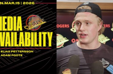 Elias Pettersson & Adam Foote Practice Media Availabilities (Mar 15, 2026)