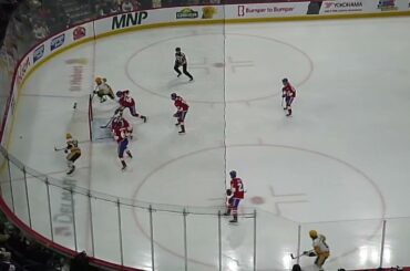 Laval Rocket's Kaapo Kähkönen makes a great save after getting caught out of position vs. Penguins