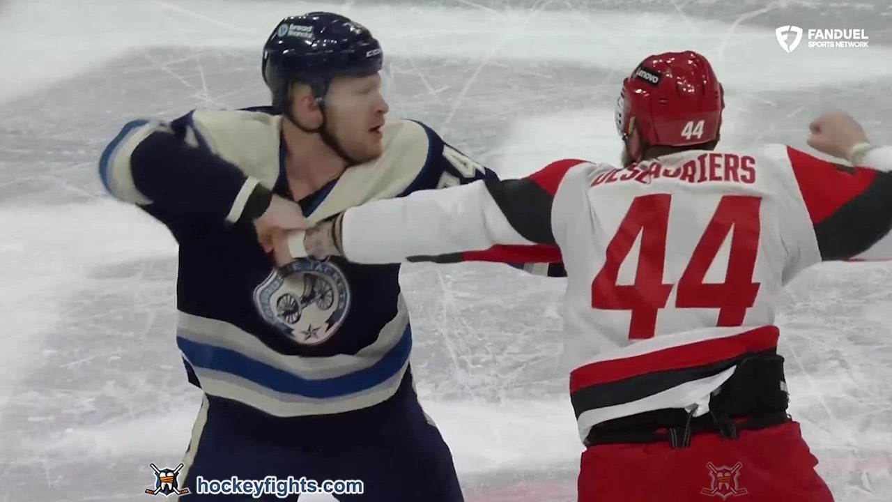 Nicolas Deslauriers vs Mathieu Olivier | Hurricanes vs Blue Jackets | Mar 17, 2026