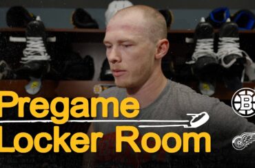 Morgan Geekie speaks with media after morning skate in Detriot
