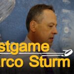 Marco Sturm speaks with media in Detroit after 4-2 win over Red Wings