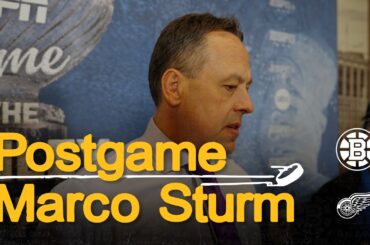 Marco Sturm speaks with media in Detroit after 4-2 win over Red Wings