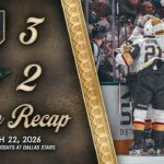 HIGHLIGHTS | Vegas Golden Knights 3, Dallas Stars 2 | March 22, 2026