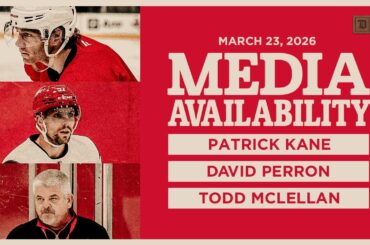 Patrick Kane, David Perron, Todd McLellan Practice Media | March 23, 2026