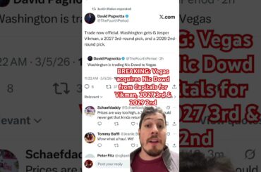 BREAKING: Vegas acquires Nic Dowd from Capitals for Vikman, 2027 3rd & 2029 2nd #NHL #NHLNews #VGK