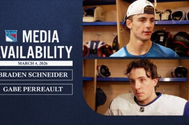NYR Practice: Braden Schneider & Gabe Perreault Media Availability | Mar. 4, 2026