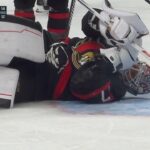 James Reimer Takes Stick To Neck, "How Do You Miss That?" Thomas Chabot Hot Mic To Ref