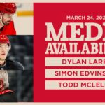 Dylan Larkin, Simon Edvinsson, Todd McLellan Morning Skate Media | March 24, 2026