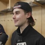 Hischier, Brown, J Hughes, Keefe talk to the media after a 6 3 win at New York Rangers