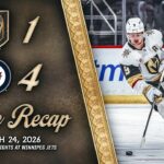 HIGHLIGHTS | Winnipeg Jets 4, Vegas Golden Knights 1 | March 24, 2026