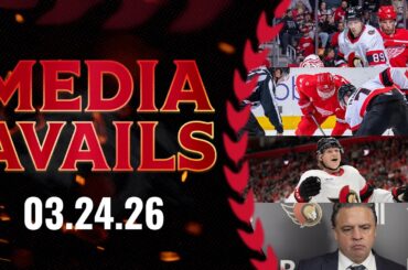 Brady Tkachuk, Carter Yakemchuk, Lars Eller, Travis Green Postgame Media vs DET