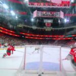 Devils D #71 Jonas Siegenthaler just Kicking it & Stepping up. Nice Save!