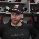 Connor Brown and Sheldon Keefe speak prior to Devils at Stars