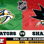 🔴LIVE : San Jose Sharks Vs Nashville Predators | NHL 2026 | NHL Live SCOREBOARD