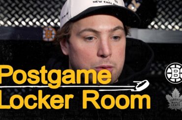 Nikita Zadorov, Charlie McAvoy & Elias Lindholm speak to media after the Bruins 4-2 loss to Toronto.