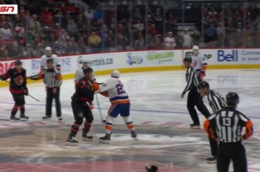 Opening Faceoff Fight: Brady Tkachuk vs Anders Lee
