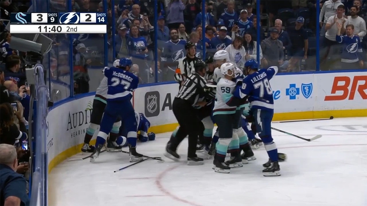 Ryker Evans Cross-Check Against Corey Perry