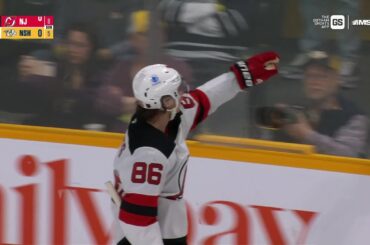 Jesper Bratt scores a goal against the Nashville Predators