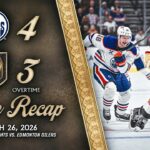 HIGHLIGHTS | Edmonton Oilers 4, Vegas Golden Knights 3, OT | March 26, 2026