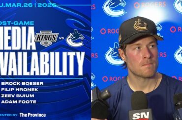 Boeser, Hronek, Buium & Foote Post-Game Media | Canucks vs. Kings (Mar 26, 2026)