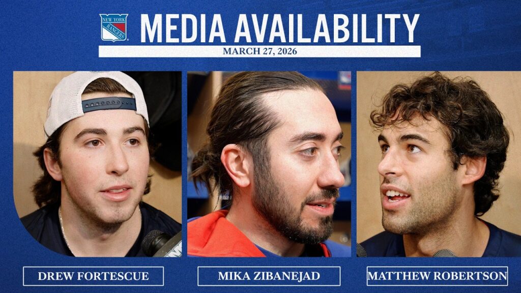 NYR vs CHI: D. Fortescue, M. Zibanejad & M. Robertson Pregame Media Availability | Mar. 27, 2026