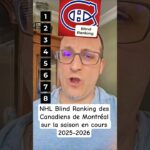 NHL Blind Ranking des Canadiens de Montréalsur la saison en cours 25-26 #NHL #hockey