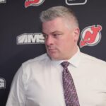 Coach Keefe speaks before Devils at Hurricanes Saturday