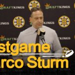 Marco Sturm talks after Bruins 6-3 W over MIN