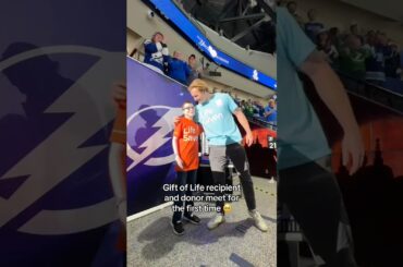 Lucas James meets his Gift of Life donor, NLL player Patrick Shoemay 💙 #nhl #tampa #hockey #nll