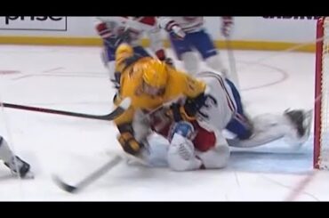 Evangelista runs over Fowler, then pops Hutson with bare knuckles: only gets two minutes???