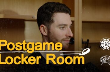 Pavel Zacha, Jeremy Swayman and Charlie McAvoy speak after the Bruins 4-3 win over the Blue Jackets.