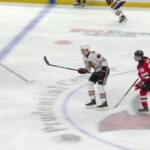 Ilya Mikheyev scores a goal against the New Jersey Devils