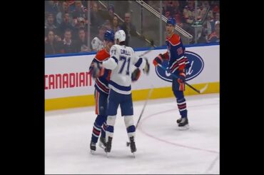 Podkolzin and Nurse catch Hagel with a hit and chaos follows ⚔️ Lightning 🆚 Oilers