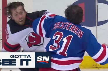 GOTTA SEE IT: Igor Shesterkin And Jacob Markstrom Square Off For UNREAL Goalie Fight